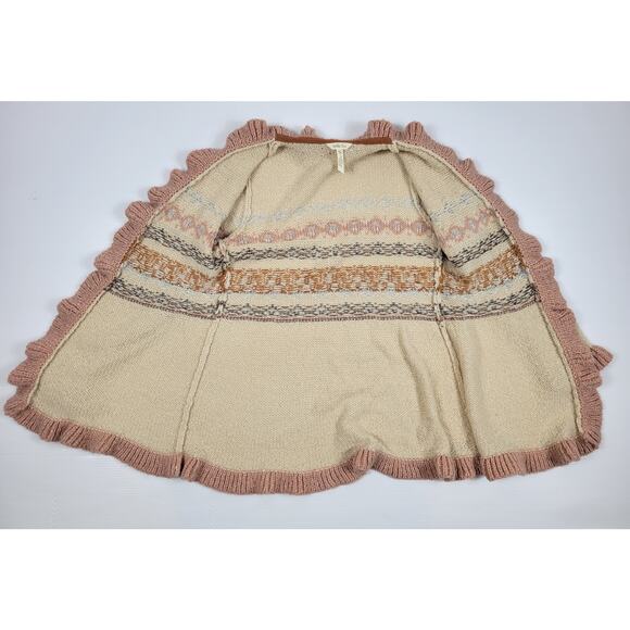 Matilda Jane Just Imagine Jacie Fair Isle Cream Blush Ruffle Cardigan Medium - Picture 2 of 16